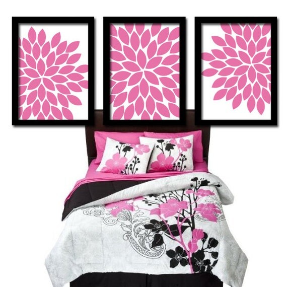 Pink Baby Girl Nursery Wall Art Pink Flowers Girl by TRMdesign