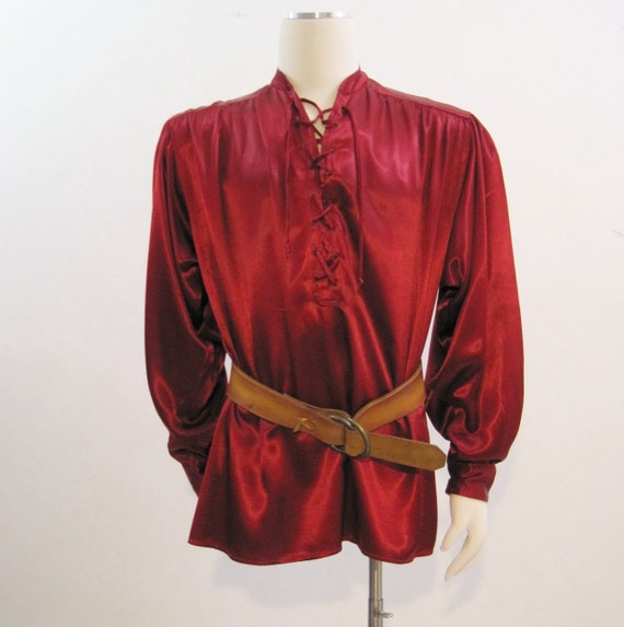 Pirate Shirt Vintage Mens Sexy Satin Swashbuckling by voguevintage