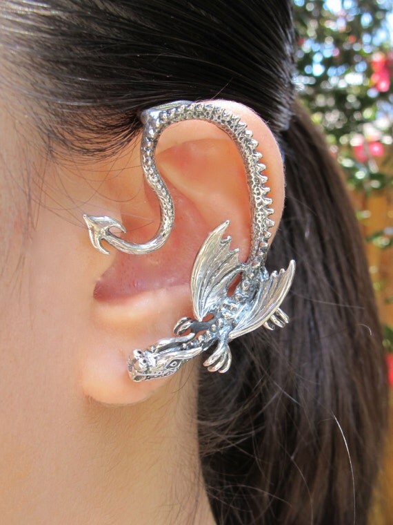Dragon Ear Wrap Silver Dragon Ear Cuff Throne Dragon Ear Wrap