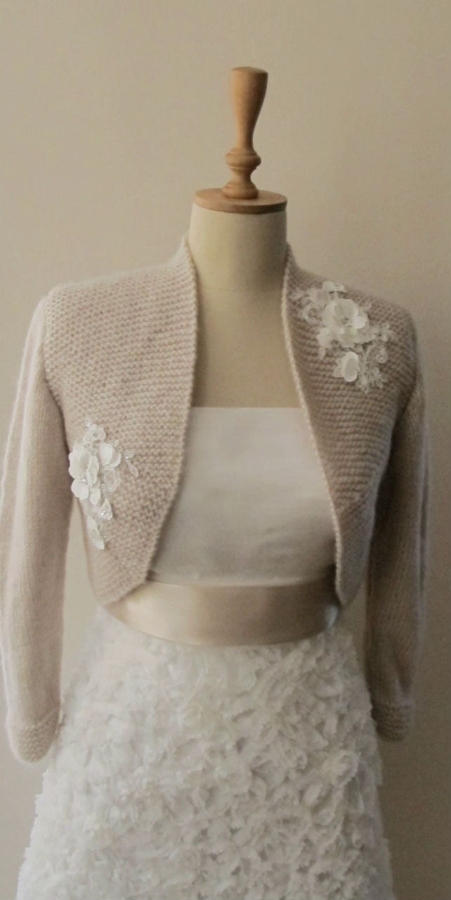 Bridal Bolero Wedding Wool Shrug Champagne By Crochetbutterfly