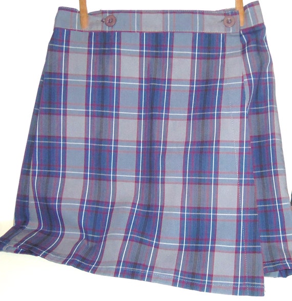 Items similar to Wrap Skirt Skort Vintage Catholic School Girl Blue ...