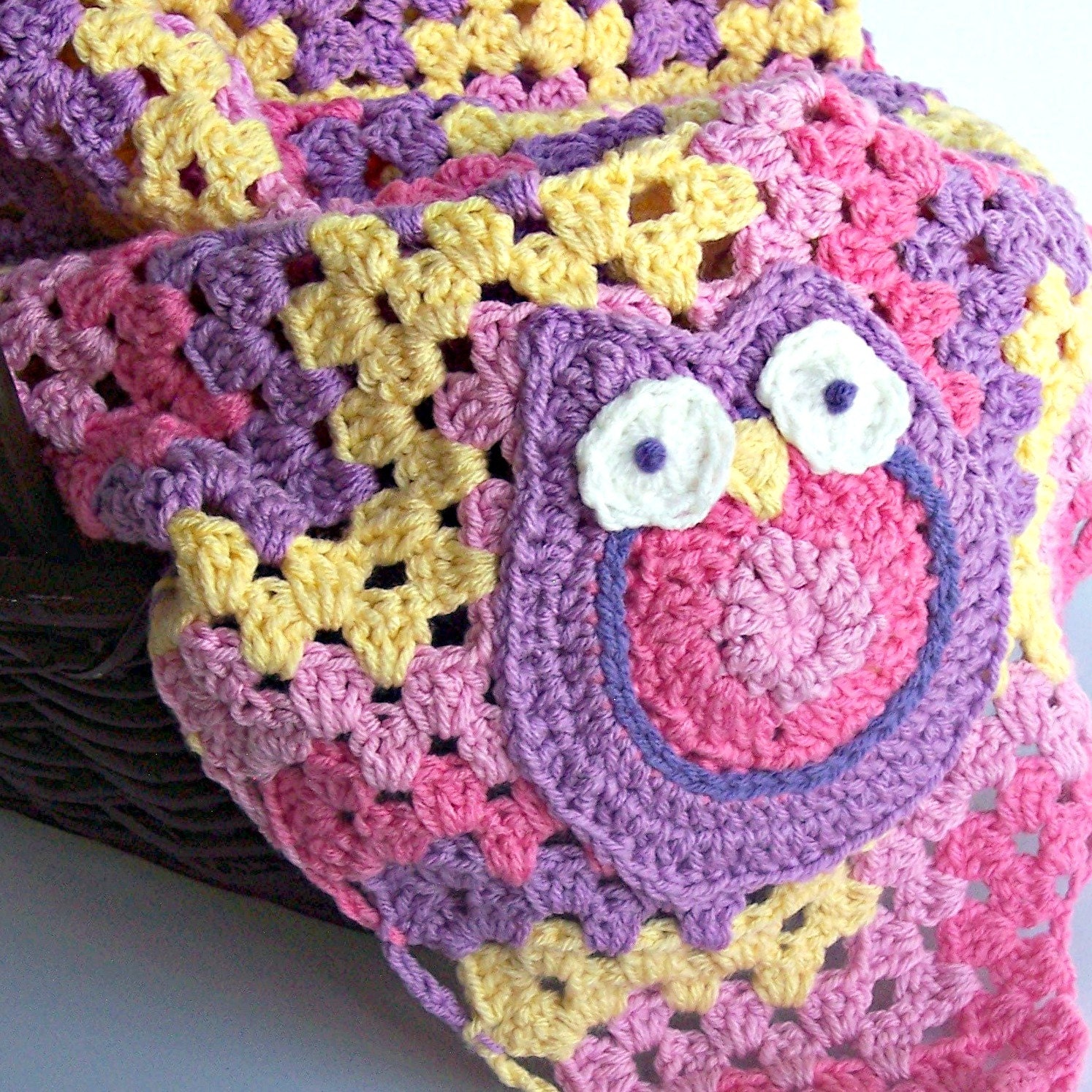 Crochet Baby Girl Owl Blanket Pink Chevron Crochet by puddintoes