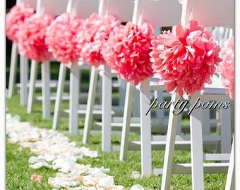 Wedding Ceremony Aisle Decoration .. set of ten 9 inch tissue poms