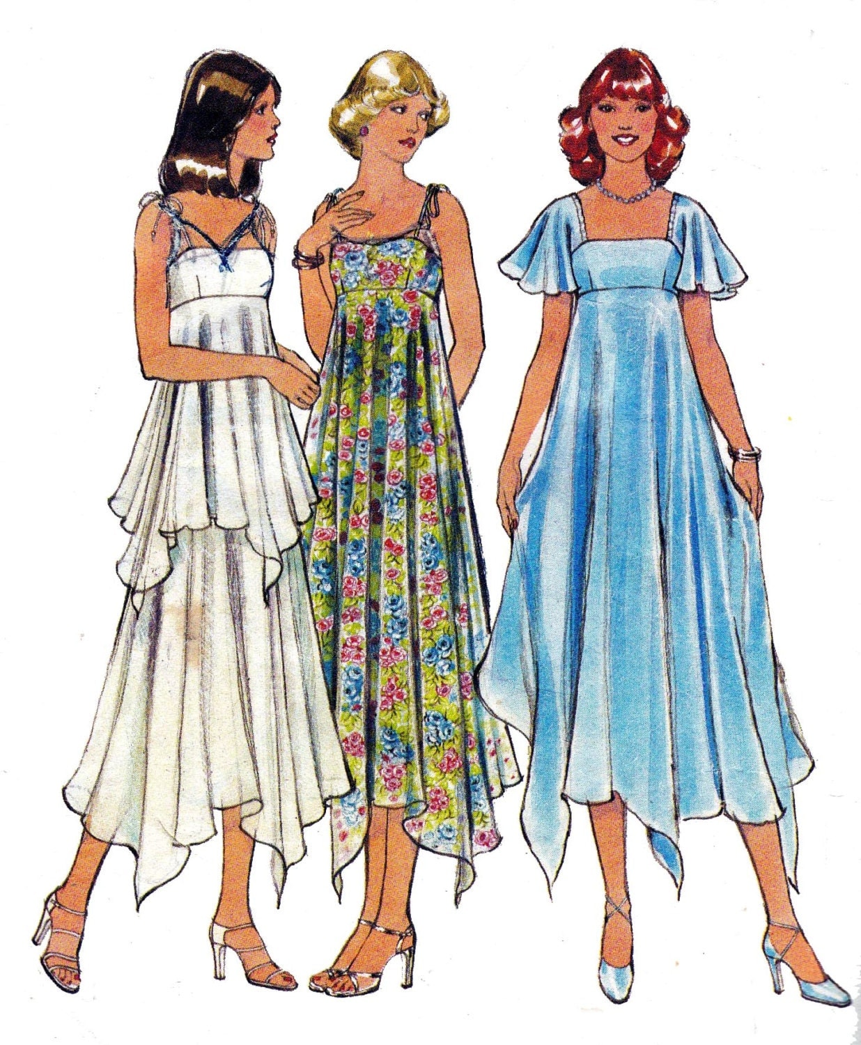 70s Vintage Sewing Pattern Style 1929 Handkerchief Dress Size