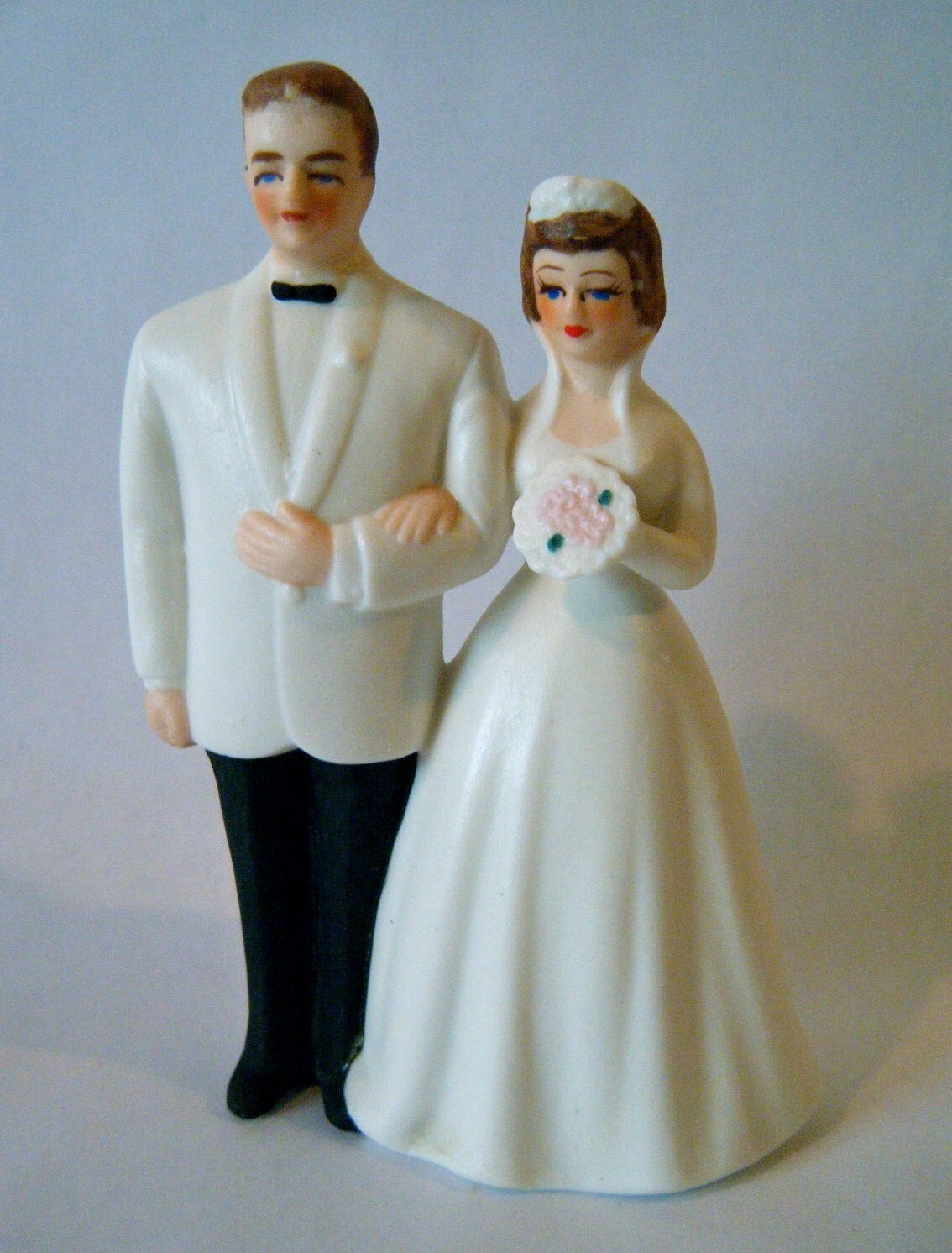 Vintage Wedding Cake Topper Mid Century Bride and Groom