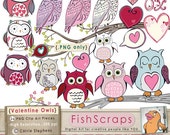 Owl Clip Art - Pink & Purple - Baby Shower Digital Graphics - Personal and Commercial - Valentine Owls ClipArt - Owl Graphics Il_170x135