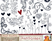 Heart Doodle Clip Art - Photoshop Brushes & Printable ClipArt - Digital Stamps - Love - Flourishes - Valentine clipart Il_170x135