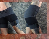 Eco bamboo adjustable rise bike shorts with epaulette detail Black/Gray 2