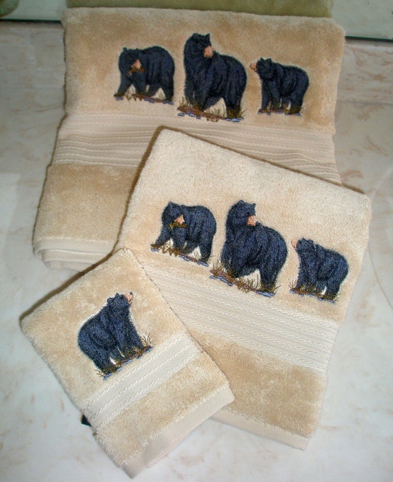 Items similar to Custom embroidered 3 piece American Black Bear Trio