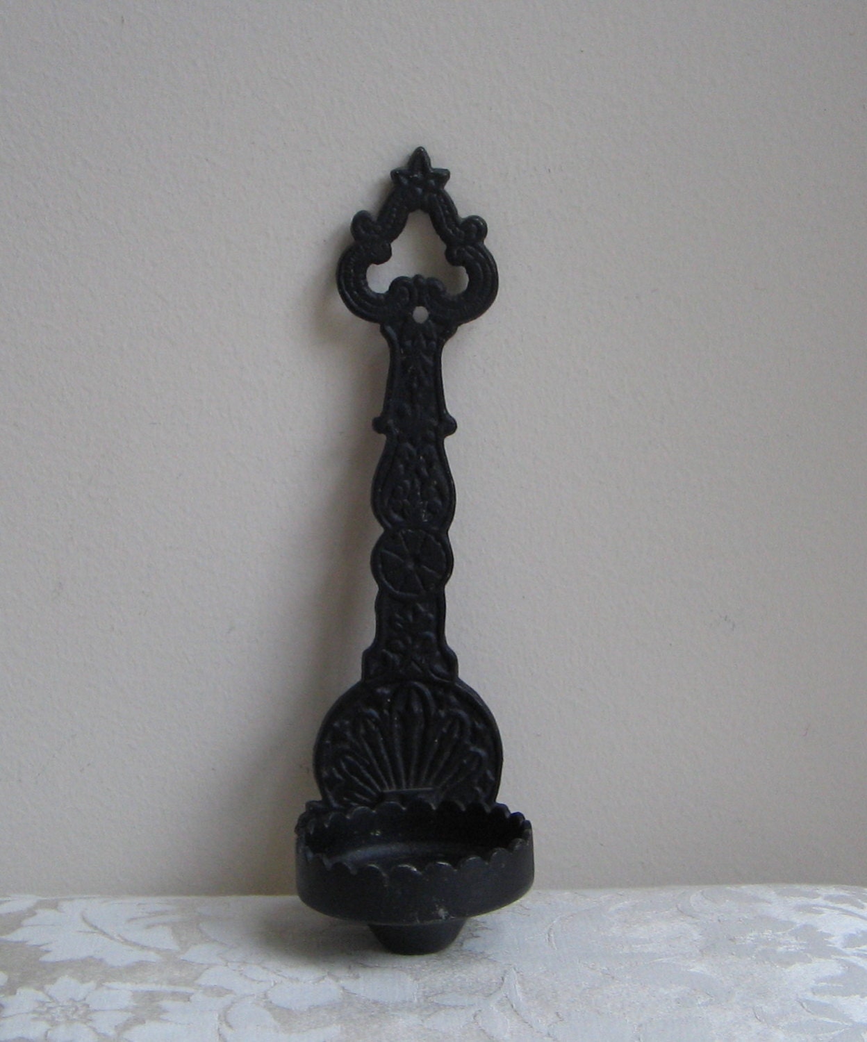 Vintage EMIG Cast Iron Black Metal Candle Holder Wall Sconce