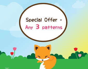 Amigurumi Pattern Bundle, PDF Pattern Bundle, Crochet Pattern Bundle, Knit Pattern Bundle, Special Offer, Choose Any 3 PDF Patterns