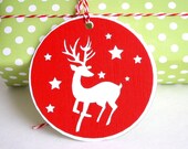 Reindeer Christmas Tags, Gift Tags Set, Set of 6 Handmade Tags A625 Il_170x135