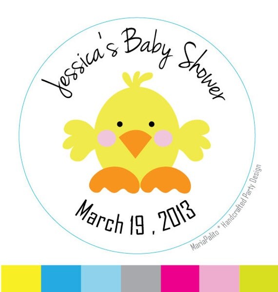 Baby Shower stickers Baby Chick , Personalized Baby Shower PRINTED round Stickers, tags, Labels or Envelope Seals A579 Il_570xn