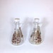 Georges Briard Oil and Vinegar Glass Bottle Set With Gold Birds and Charms