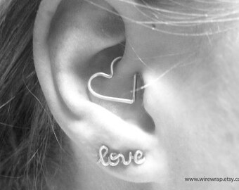 Daith Heart Cartilage Earring, Sterling Silver OR Gold Filled