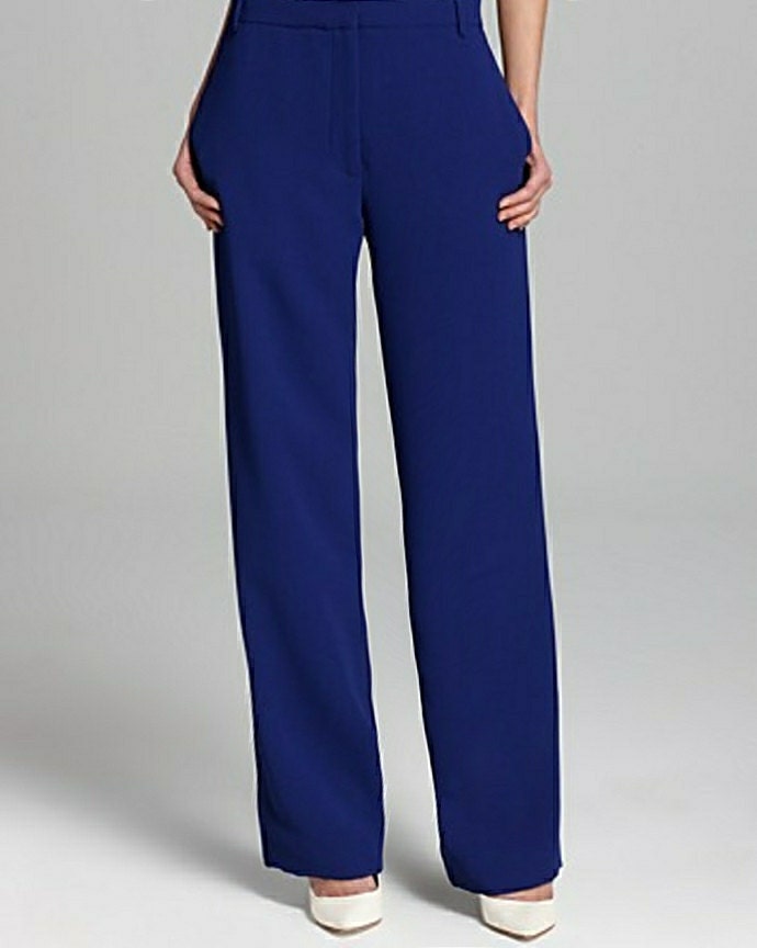 High waisted pants Royal blue Crepe GeorgetteHigh Fashion