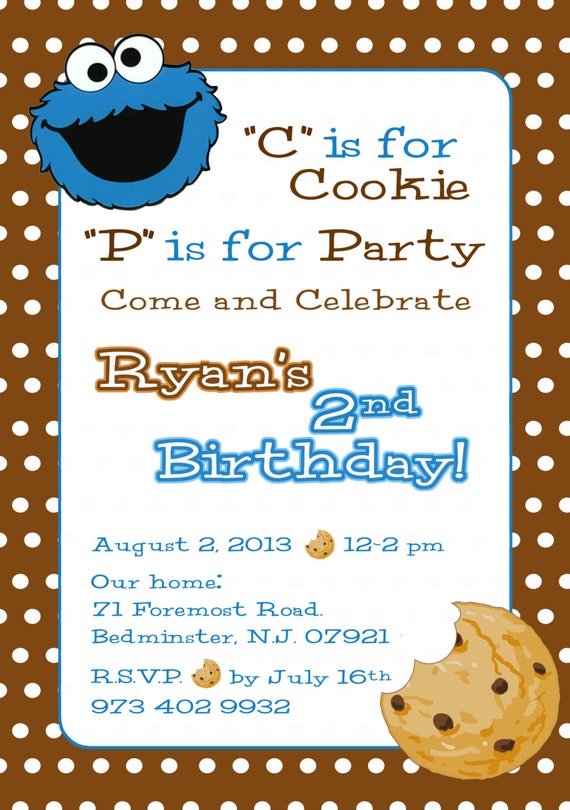 worksheet birthday party a Invite Cookie Street Monster Sesame Cookie Invitation