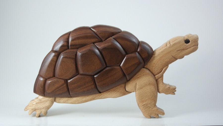 Tortoise Intarsia Wall Hanging Turtle Wood Carving Home Decor