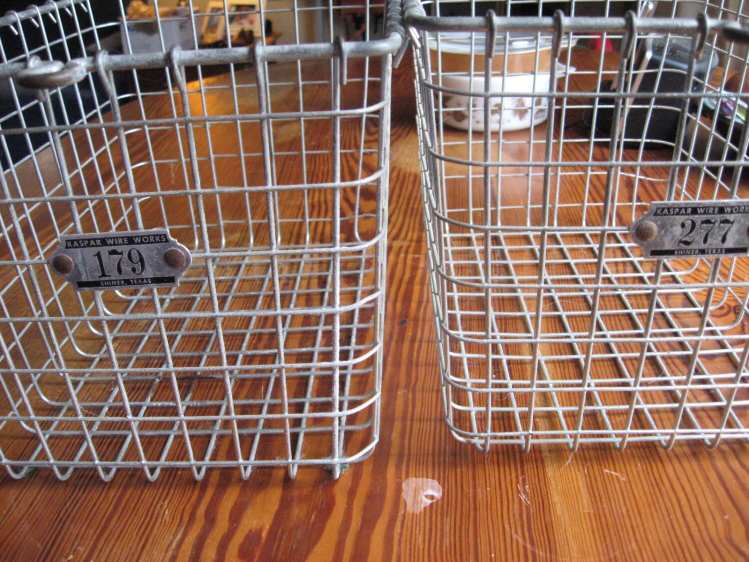 Vintage Set of 2 Gym Metal Locker Basket Kaspar Wire Works