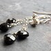 Black Spinel Earrings, Dangle Black Diamond Gemstone Earrings, Sterling Silver