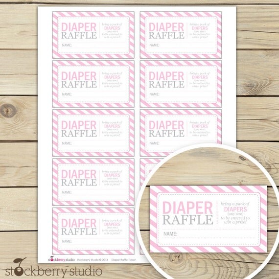 Pink Baby Shower Diaper Raffle Tickets - Instant Download - Pink Baby Shower Diaper Raffle Cards - Pink Baby Shower Invitation Inserts Il_570xn