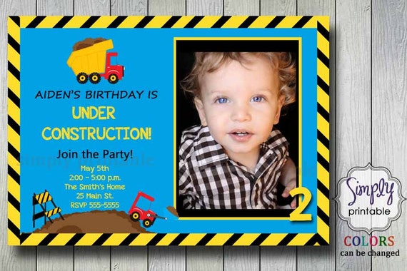 Construction Invitation Birthday - Light Blue Il_570xn