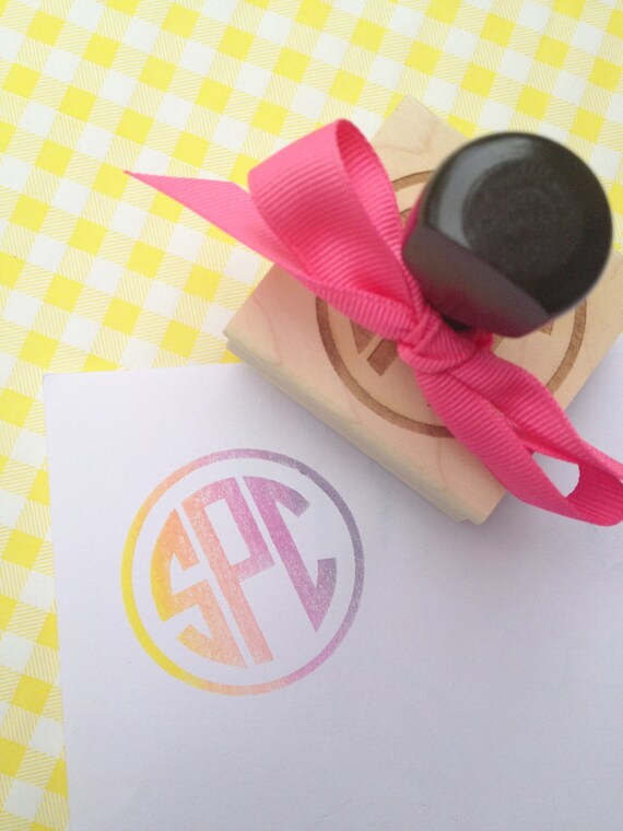 Items similar to Monogram Stamp Personalized 2" Circle Monogram