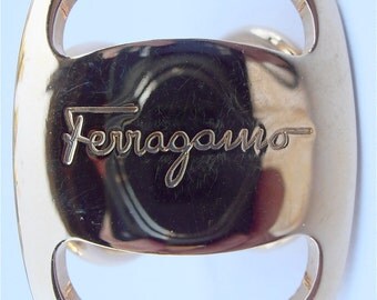 Vintage Ferragamo Scarf Ring Vara Buckle Designer Scarf Ring Signature Scarf Ring Gold Plated Scarf Ring Scarf Ferragamo Scarf Vintage 80s