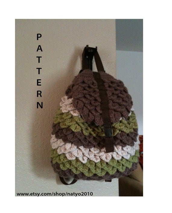 INSTANT DOWNLOAD Crochet Crocodile Backpack - Pattern