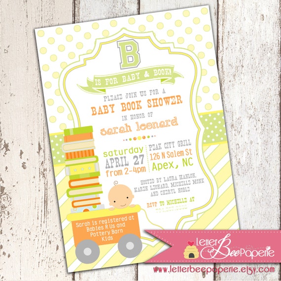 B is for Baby Book Shower Invitation - DIY Printable File Il_570xn