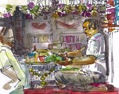Sketch from India, Street Food Vendor, Paanwala, Mumbai - 8x10 fine art print Sketch from India, Street Food Vendor, Paanwala, Mumbai - 8x10 fine art print