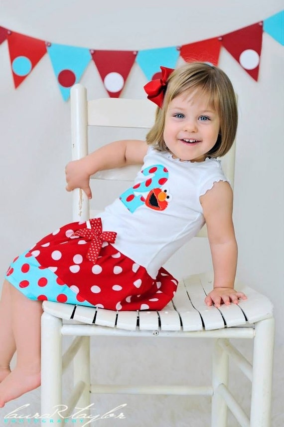 Dress Girls Dress Birthday Dress Number Dress Red Aqua Dress Baby ...