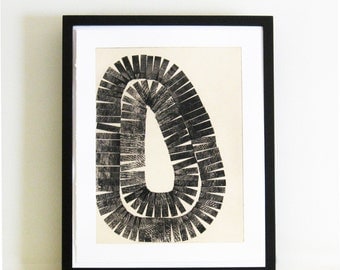 Minimalist . Black and White Etching Print: Lath . Print Size 15" x 19". Unframed
