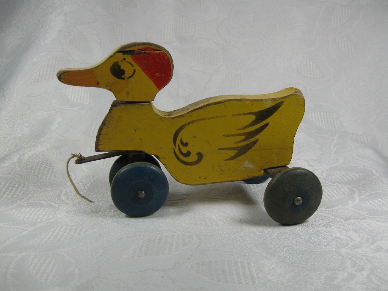 Vintage Wood Duck Pull Toy Wheels Hustler Toys by trustyboomer