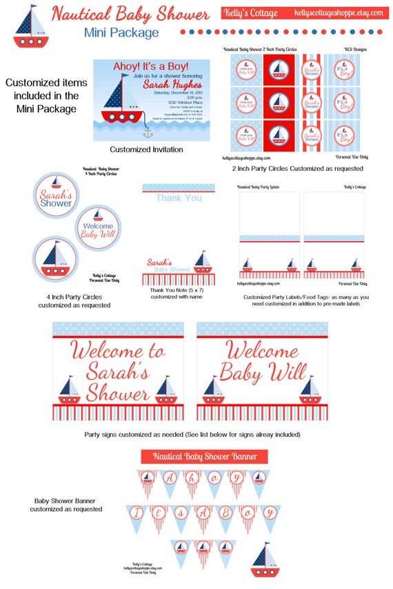 Nautical Baby Shower Mini Package...Custom, Printable DIY Package Il_570xn
