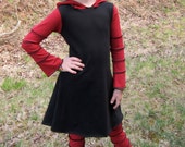 Girls Bell Sleeved Dress With Pixie Hood Customizable
