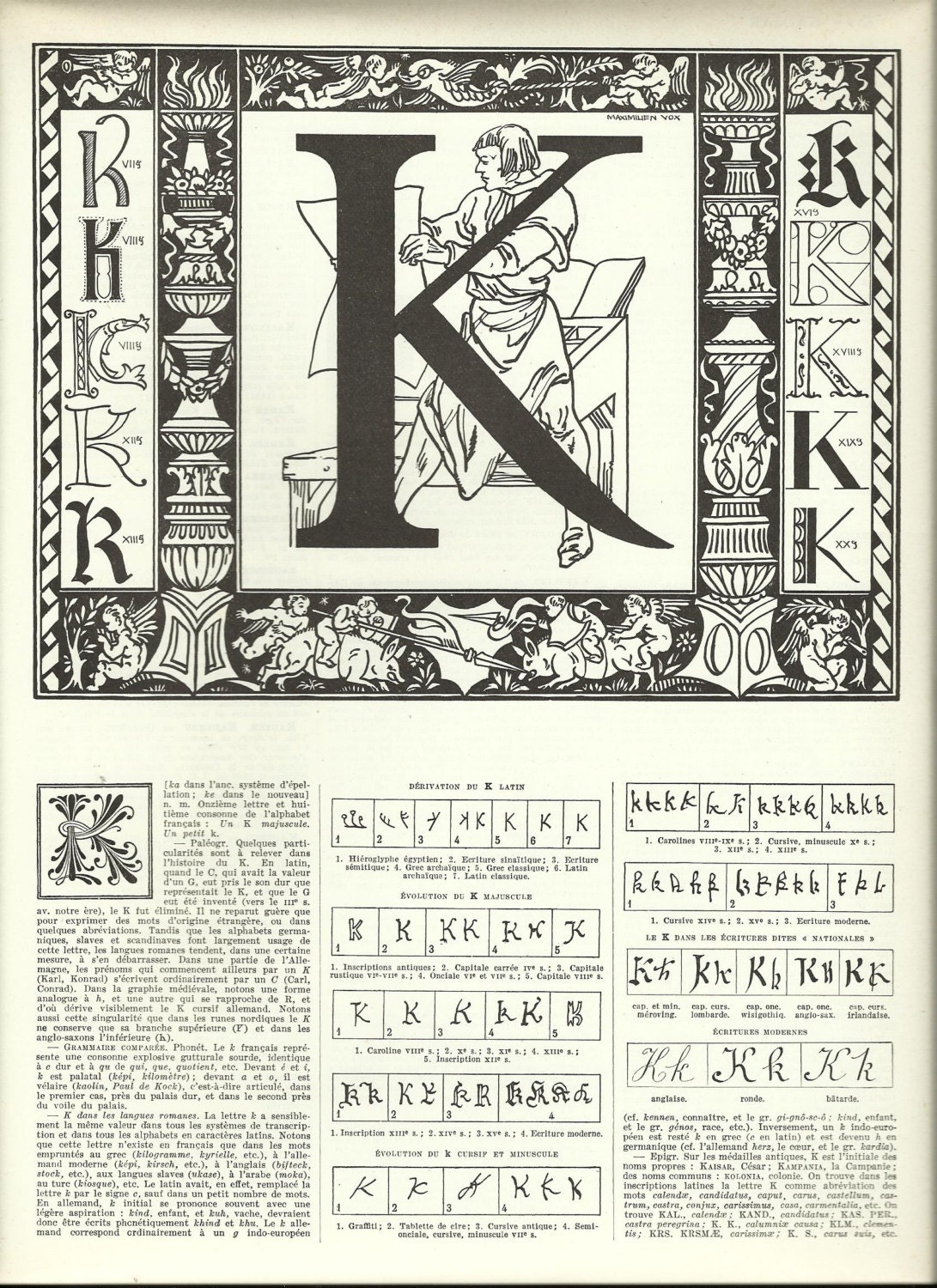 French dictionary letter K alphabet Illuminated