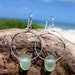 Hawaiian Rare Pebble-Like Aqua Blue Beach Glass on 925 Sterling Silver Circular Wire Small Hoop Earrings