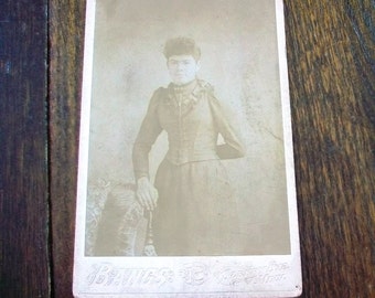 Vintage Cabinet Card Photograph 1800s Victorian Woman 6 1/2 x 4 1/4