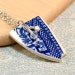 Upcycled Vintage Pottery Necklace - Blue Willow Pattern Painted Ceramic Shard, Swarovski Crystal & Freshwater Pearl Accents