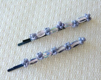 Purple Hair Jewelry Beaded Bobby Pins Glass Bead Hair Pins Hair Accessories Barrette for Girls Amethyst Bobby Pins