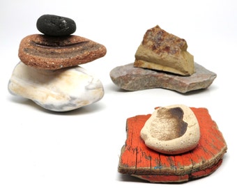 Found Objects Beach Salvage Instant Collection Wood Stone