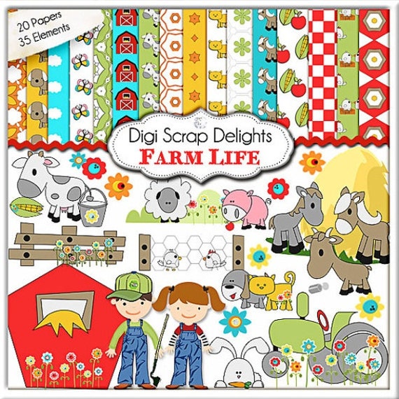 Digital Scrapbooking Farm Digital Scrapbook Paper with Farm