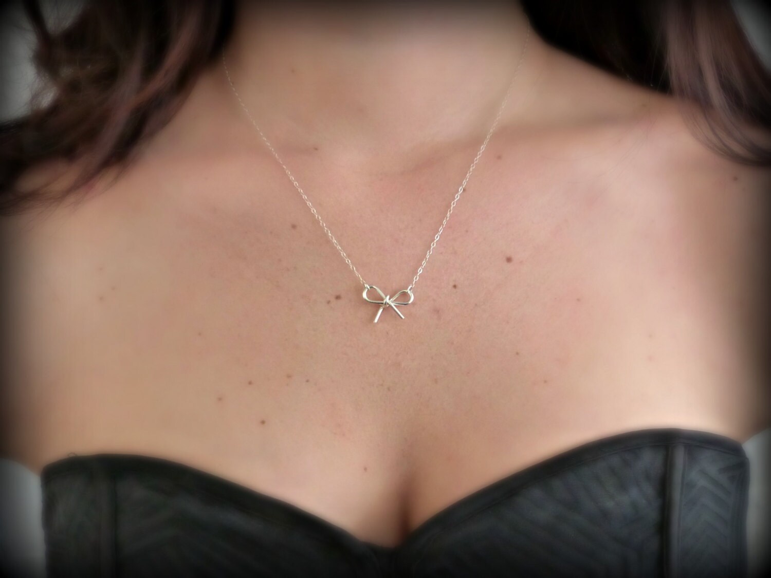 Bridesmaid Gift Sterling Silver Bow Necklace bridesmaid