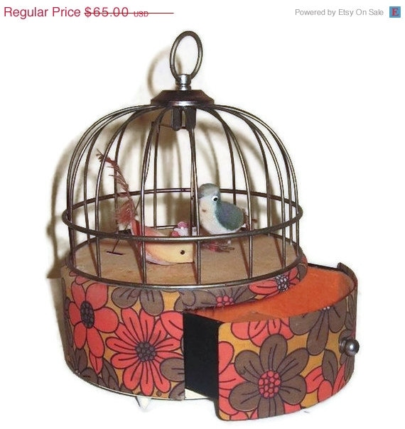 50% OFF Vintage Automated Bird Cage Jewelry Music Box With A Swinging Bird  "Doctor Zhivago's Lara's Theme"