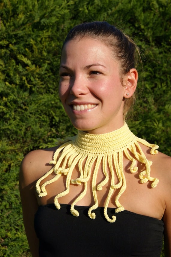 Crochet Collar - "Curls Collection" by Fibers Lab - yellow
