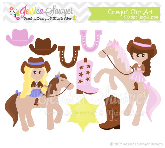 INSTANT DOWNLOAD, Cowgirl clipart - - western clip art - commercial use - card making - digital element Il_570xn