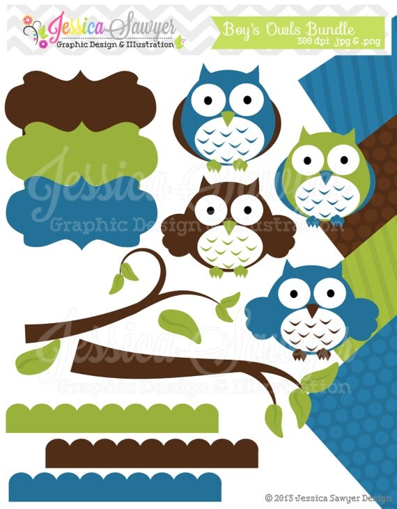 INSTANT DOWNLOAD, owl clipart, owl digital paper, baby boy invites, for commercial use, scrapbooking, announcements Il_570xn