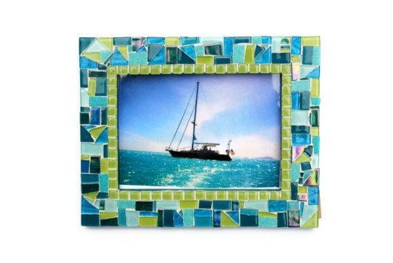 Turquoise and Lime Green Mosaic Picture by GreenStreetMosaics