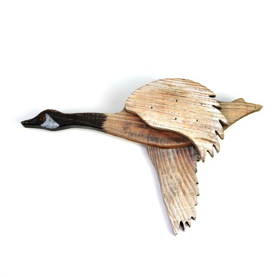 Rustic Wooden Goose Hanging Wall Art Weathered Handmade